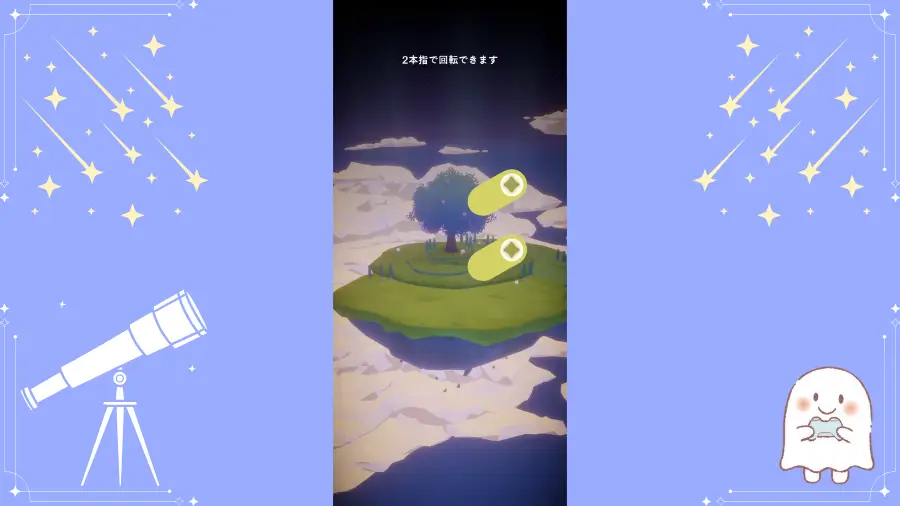 オノマトピア、島の回転の説明